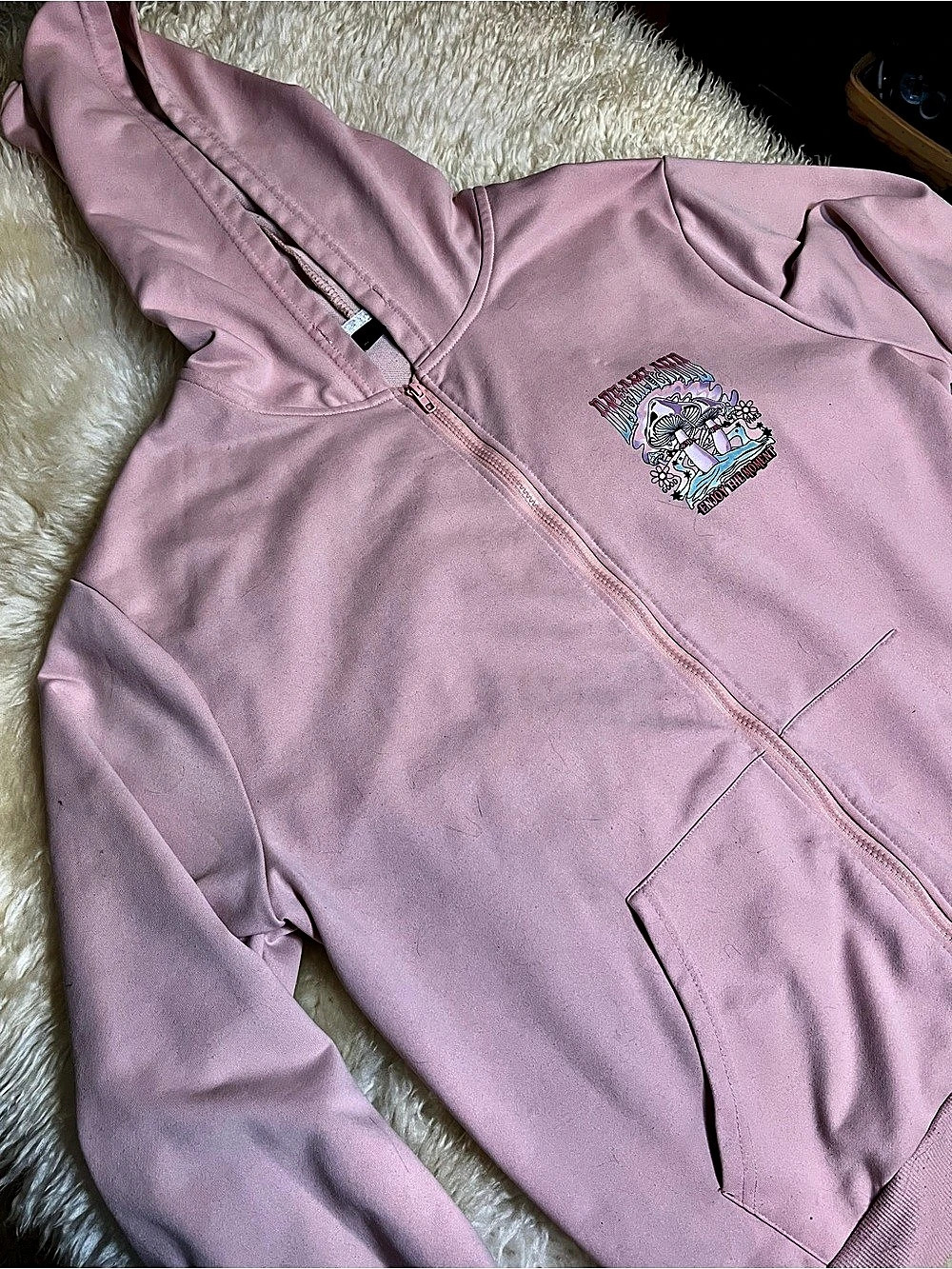 MANFINITY Pink Graphic Zip Hoodie Size 1X Dreamland